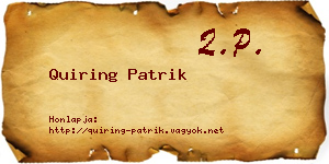 Quiring Patrik névjegykártya